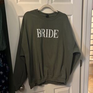 Gildan Olive Green 'BRIDE' Crew Neck Sweater